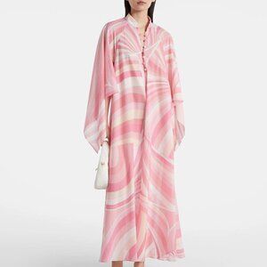 Pucci Iride Print Long Kaftan Rosa